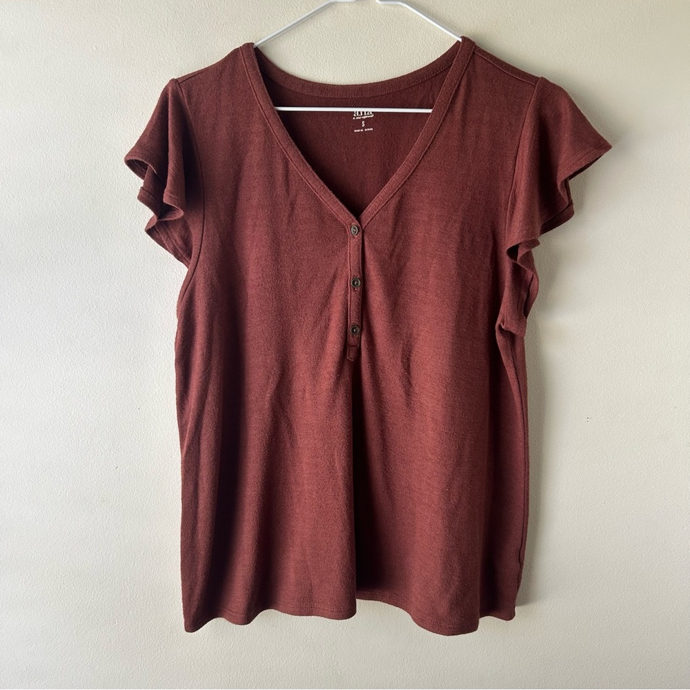 5 FOR $25‎ | A.N.A. Ruffle Cap Sleeve Tee Shirt Top Rust Orange S